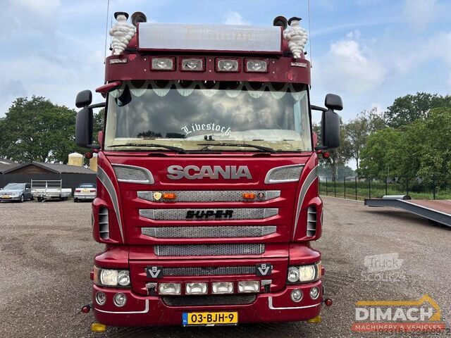 Transport de bovine Scania R500 6X2 V8 - vol lucht - 6x2*4 veewagen - 3 vl...