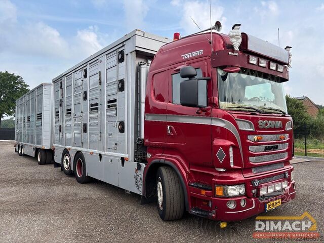 Transport de bovine Scania R500 6X2 V8 - vol lucht - 6x2*4 veewagen - 3 vl...