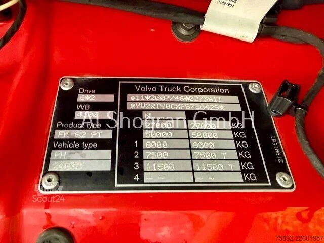 Standard-SZM Volvo FH 460 6x2/Kipphydraulik/Lenk+Liftachse/Eu6