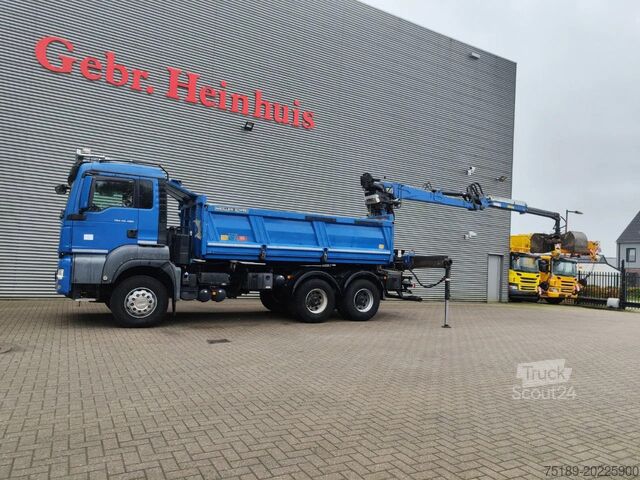 Camion-grue MAN TGS 26.480 6x4 Meiller 3 Seitenkipper Penz 20LP...