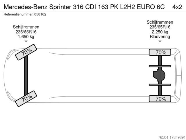 Furgoneta con caja Mercedes-Benz Sprinter 316 CDI 163 PK L2H2 EURO 6C