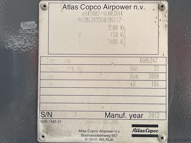 Compresseur frigorifique Atlas Copco XAHS 347 CD - N