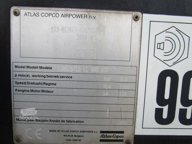 Compresseur frigorifique Atlas Copco XAMS 287 CD