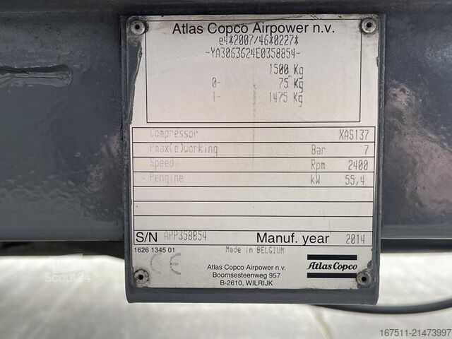 Compresseur frigorifique Atlas Copco XAS 137 KD - N