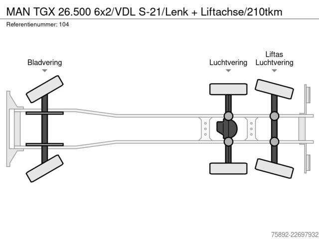 Sistema a braccio con gancio MAN TGX 26.500 6x2/VDL S-21/Lenk + Liftachse/210tkm