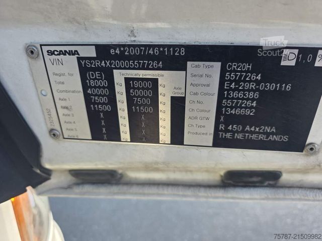 Standard dragbil SCANIA R450, Retarder, Kipphydr., ALCOA LM