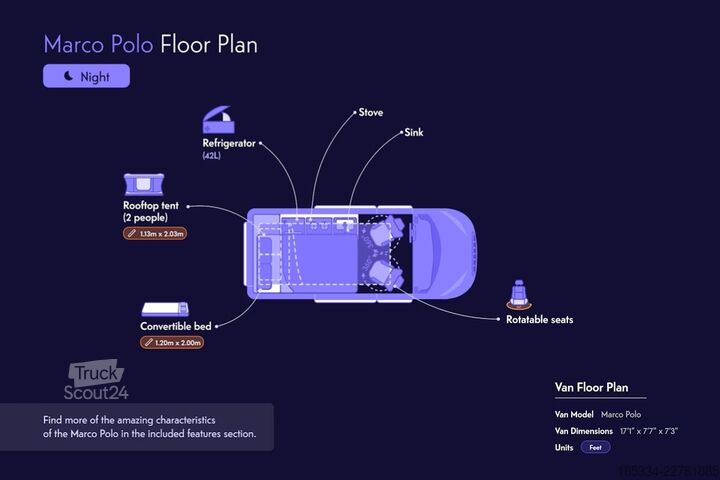 Camper Mercedes Marco Polo 2022 Automatique | Toit relevable