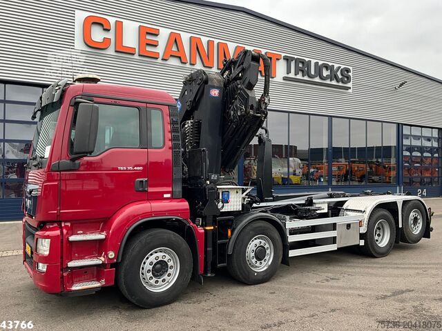 Crane truck Man TGS 35.480 8x4H Euro 6 HMF 40 Tonmeter laadkraa...