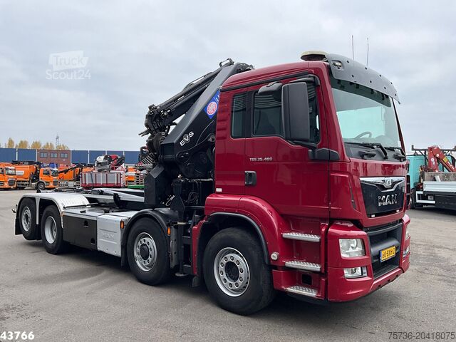 Crane truck Man TGS 35.480 8x4H Euro 6 HMF 40 Tonmeter laadkraa...