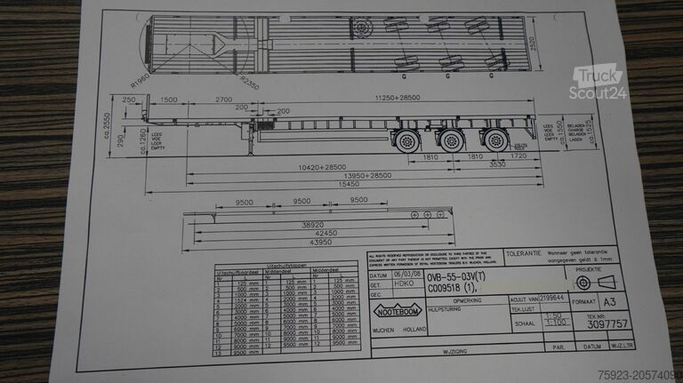 Plattform trailer Nooteboom 3 AXLE FLATBED 3X EXTENDABLE TRAILER 43.95mtr T...