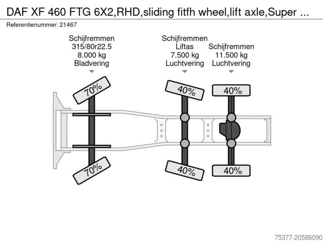 Estándar-SZM DAF XF 460 FTG 6X2,RHD,sliding fitfh wheel,lift axl...