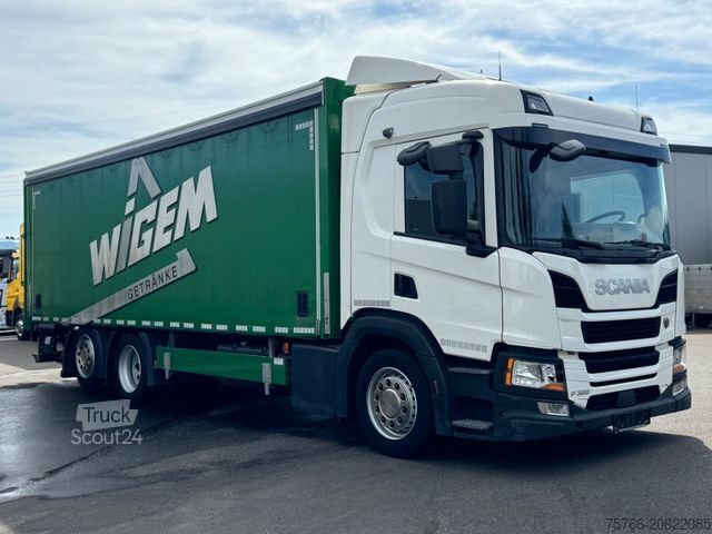 LKW mit Getränkeaufbau SCANIA P 320 / LBW / 2 x AHK / LENKACHSE / 18 PAL