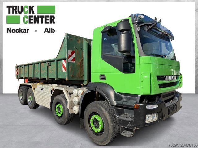 Ruloninė konteinerinė savivartis IVECO TRAKKER AD340T45 8x4 HIAB Hakenlift Retarder