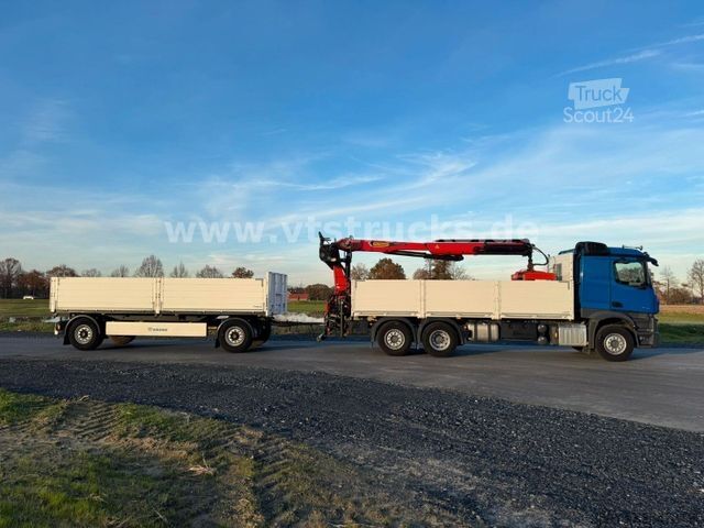 Plattewagen met zeil MERCEDES-BENZ Actros MP5 2545 Palfinger + Krone AZ18