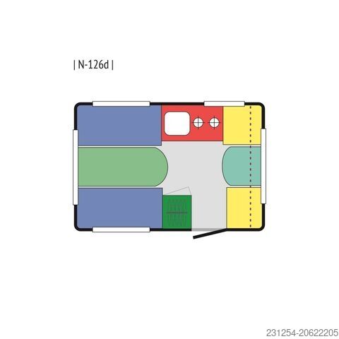 Przyczepa kempingowa  ANGEBOT! N126D Wohnwagen 270x185x180cm 750kgGG