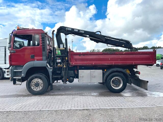 Camión volquete trilateral MAN TGA 18.310/HIAB 111 HIDUO/Funk/Meiller/4x4