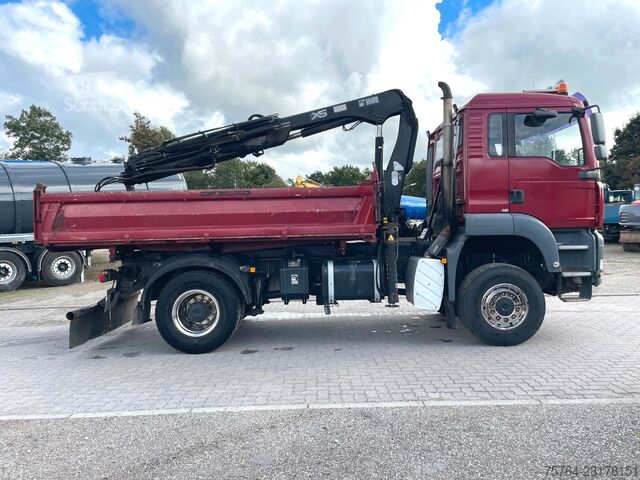 Camión volquete trilateral MAN TGA 18.310/HIAB 111 HIDUO/Funk/Meiller/4x4