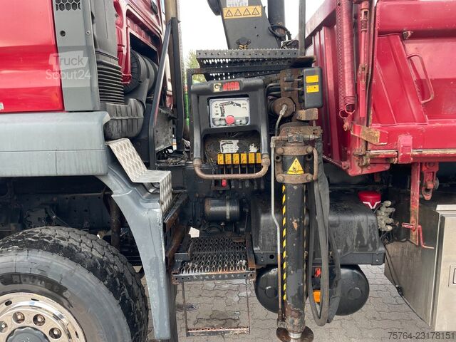 Camión volquete trilateral MAN TGA 18.310/HIAB 111 HIDUO/Funk/Meiller/4x4