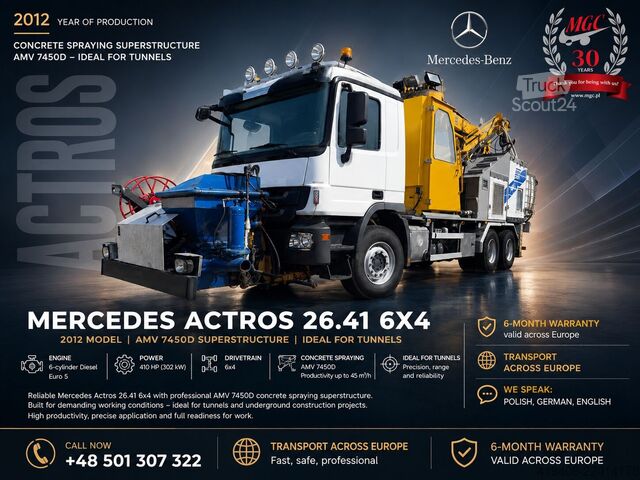 Čerpadlo betónu Mercedes-Benz Actros 3241 / CONCRETE SPRAYER / AMV7450D / SHO...