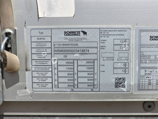 Semi-reboque aberto com lona SCHMITZ CARGOBULL SCB*S3 * PR.+PL. * PLANE UNBESCHRIFTET *