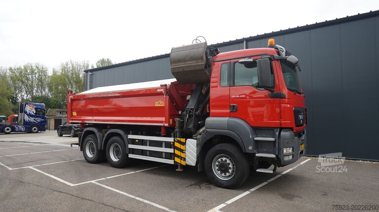 Camión grúa MAN TGS 28.400 6X6 2 SIDE TIPPER WITH HMF 1643 CRAN...