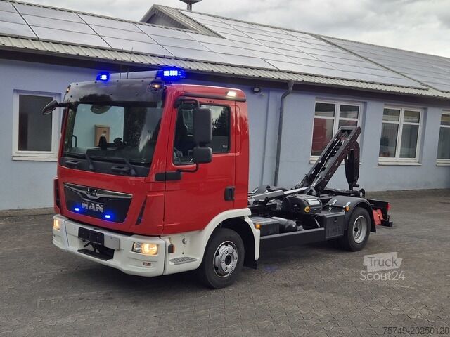 Telehoist ladekrog bil man TGL 8.190 Feuerwehrfahrzeug City Abrollkipper
