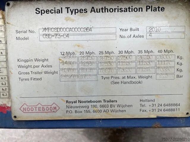 Lav læsser Nooteboom OSD 73-4 ,4 assige dieplader met hydraulische o...