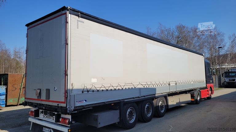 Brandalı açık yarı römork Schmitz Cargobull SCS 24L Bordwände Edscha Standard Portal