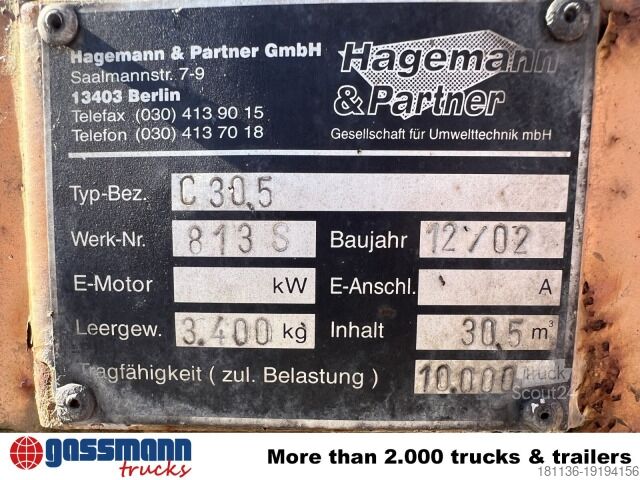 Roll-off konteyneri Hagemann & Partner C 30,5 Abrollcontainer mit