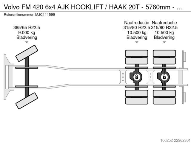 Система за рамо с кука Volvo FM 420 6x4 AJK HOOKLIFT / HAAK 20T - 5760mm - W...