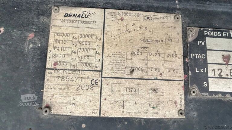 Camion de gunoi Benalu Alu volume kipper | ADR | slibhaken | new cilinder