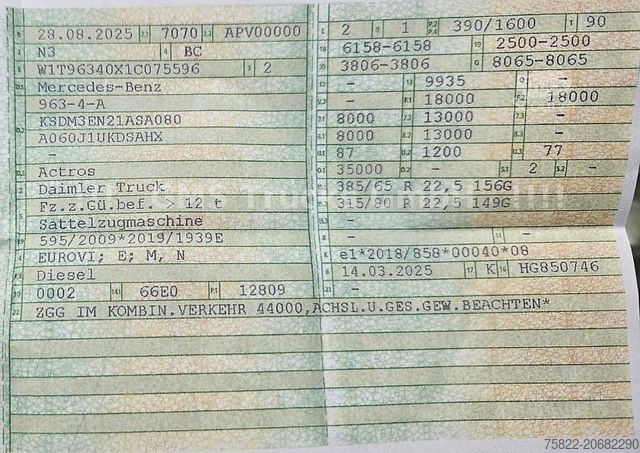 Standart çekici ünitesi MERCEDES-BENZ Actros 1853 / Öl Retarder / Alu