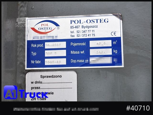 Kontener hakowy POL OSTEG Abrollcontainer 47,5m³, Mulde, Dachplane, Portaltür