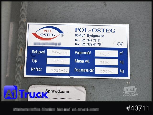 Kontener hakowy POL OSTEG Abrollcontainer 47,5m³, Mulde, Dachplane, Portaltür