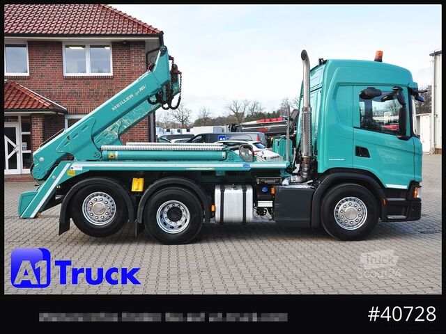 Skip truck SCANIA G410 Meiller AK 16 Funk Lenkachse