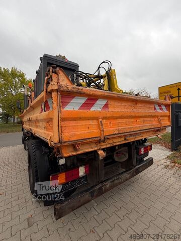 Üç taraflı damperli kamyon MERCEDES-BENZ Unimog U2400 437 Kipper verdichtereinheit