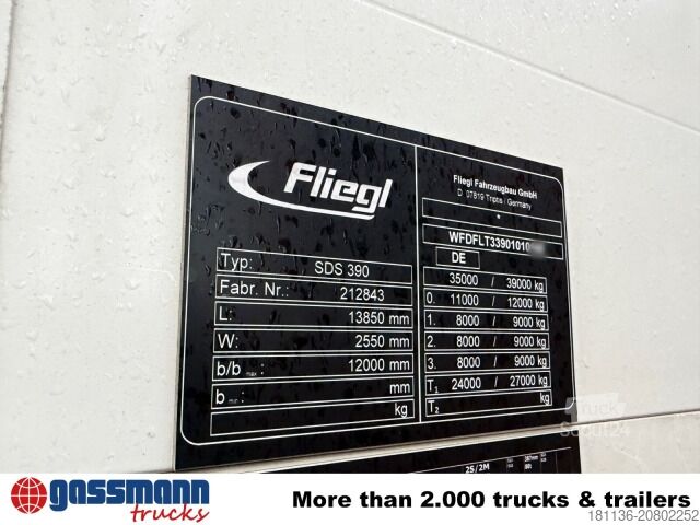 Låglastarsläpvagn Fliegl SDS 390, Nachlaufgelenkt, 3x VORHANDEN!