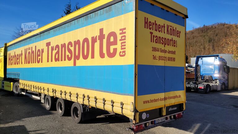 Getränkeauflieger Schröder Getränkejumbo Hubdach Lenkachse