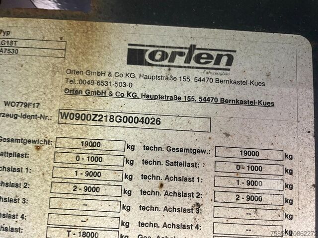 Box body Orten AG 18T Anhänger / Getränke / SAF / Disc / Loadi...