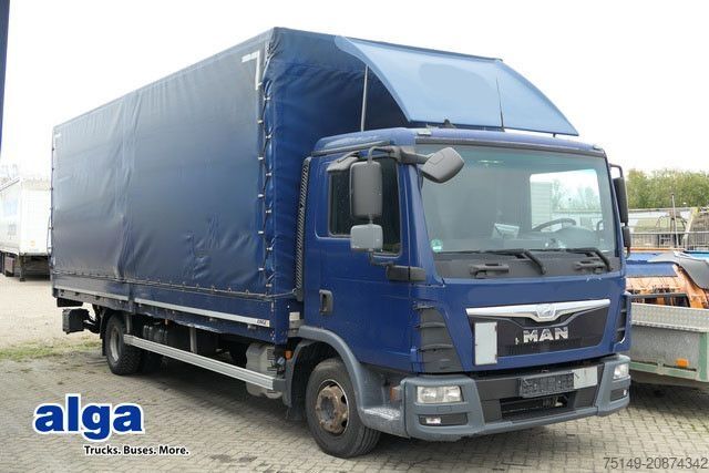 Flatbed truck with tarp MAN 12.220 TGL BL 4x2, LBW, AHK, Klima, 7.200mm lang