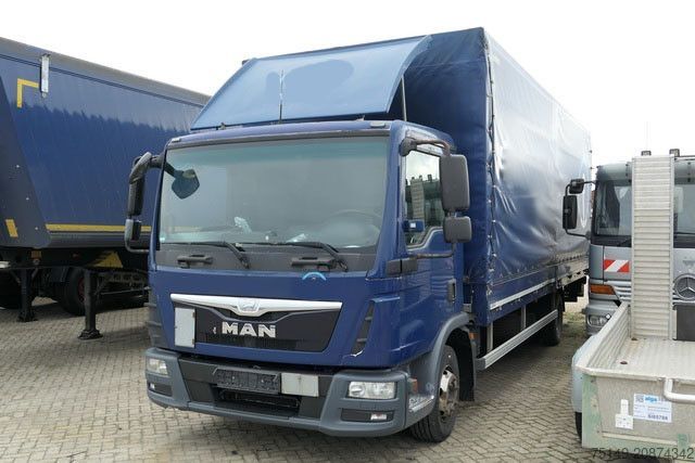 Camión plataforma con toldo MAN 12.220 TGL BL 4x2, LBW, AHK, Klima, 7.200mm lang