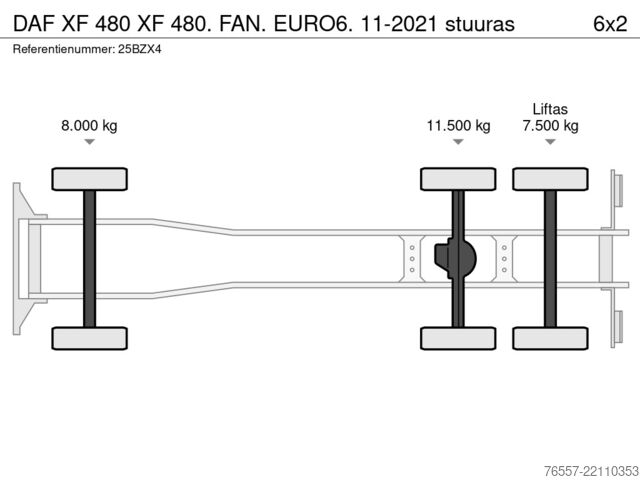 Châssis avec cabine DAF XF 480 XF 480. FAN.  EURO6.  11-2021 stuuras