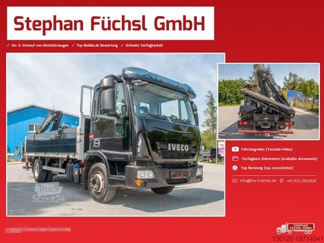 Fourgon pick-up IVECO Eurocargo ML75E Pritsche + Kran FASSI F65A Funk