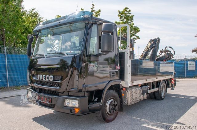 Fourgon pick-up IVECO Eurocargo ML75E Pritsche + Kran FASSI F65A Funk