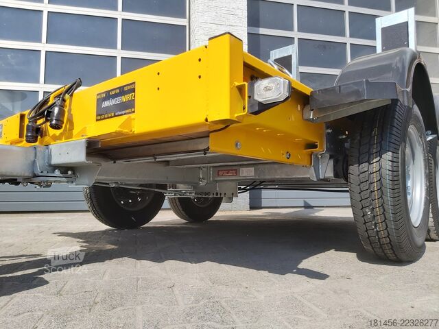 Remorcă pentru mașini de construcții trailershop Baumaschinen Bagger Anhänger mit höhenverstellbarer Deichsel Nutzlast 1850kg