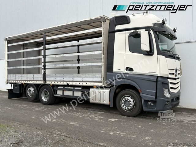 Flatbed truck with tarp Mercedes-Benz Actros 2545 LL Pritsche, Klima, Standklima, PPC, EU 6