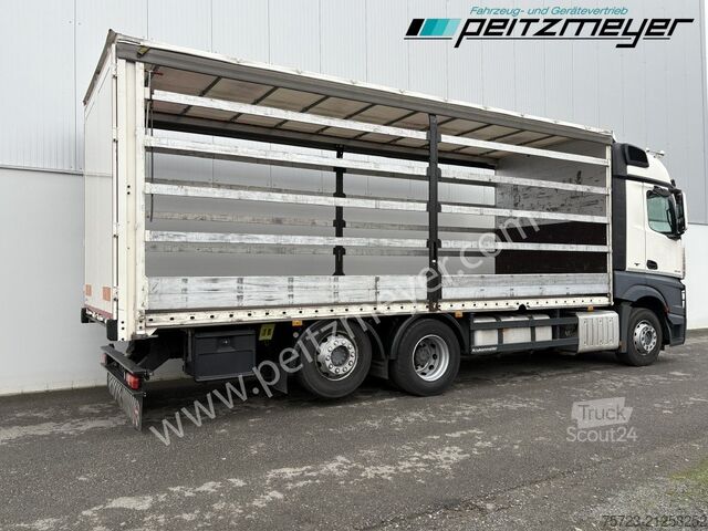 Flatbed truck with tarp Mercedes-Benz Actros 2545 LL Pritsche, Klima, Standklima, PPC, EU 6