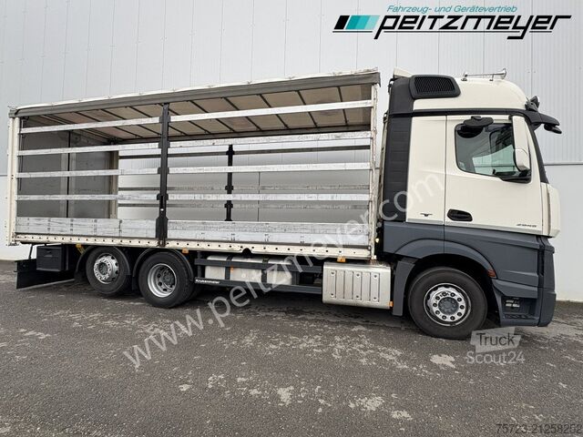 Flatbed truck with tarp Mercedes-Benz Actros 2545 LL Pritsche, Klima, Standklima, PPC, EU 6