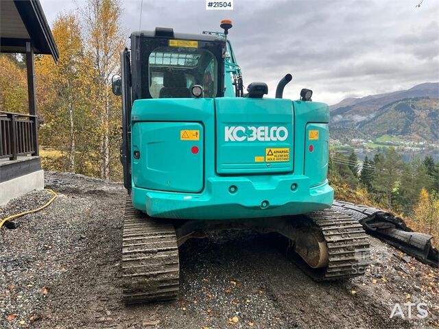 Pelle sur chenilles Kobelco Sk75SR-3E excavator w/ sanding bucket, rototilt an