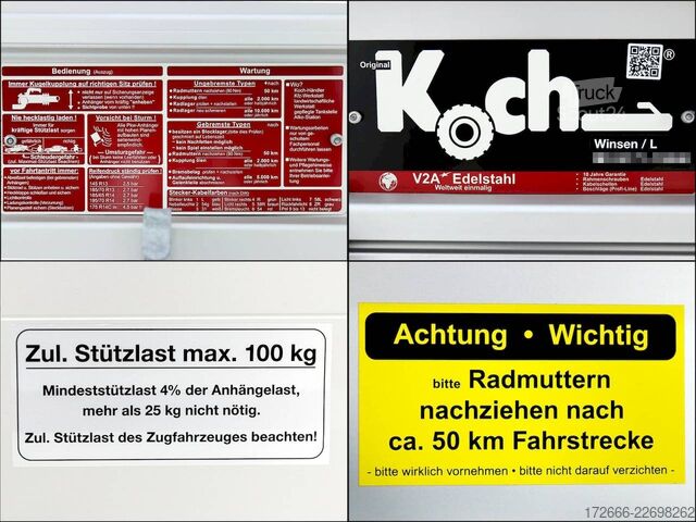 Kasseanhænger Koch-Anhänger 7.26 300X150X45CM 2600KG TIEFLADER